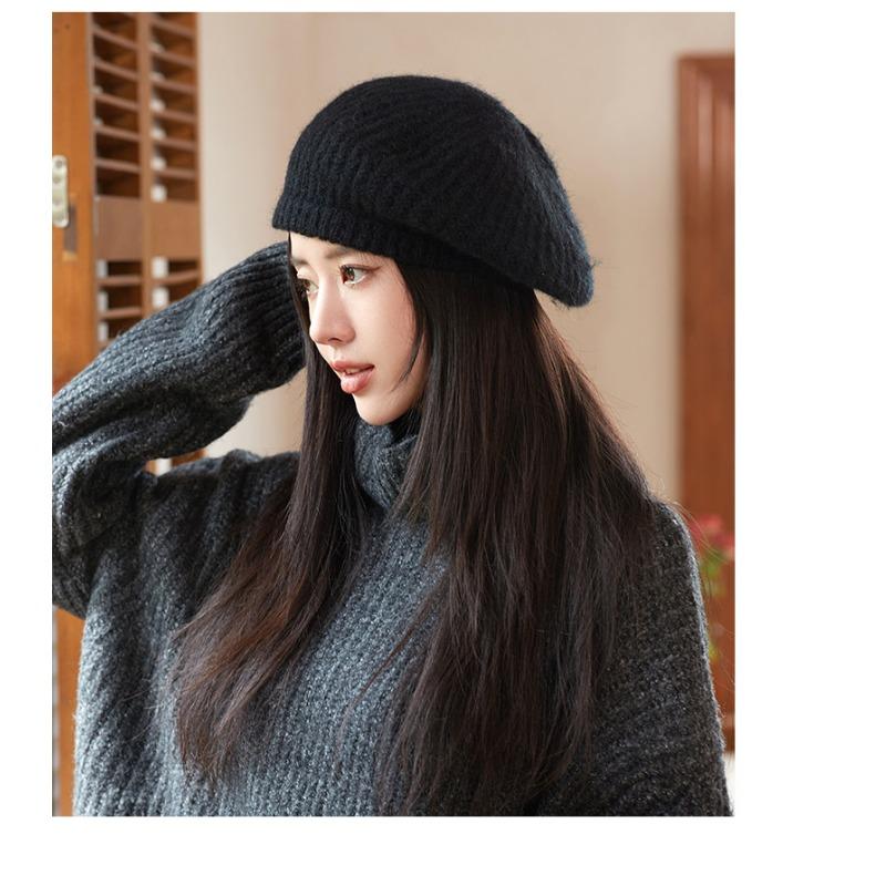 Autumn and Winter Hats, Children's Knitted Warm Woolen Hats, Solid Color Berets