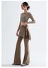 Women's Micro-Flare Fitness Pants with Detachable Skirt - Spring/Autumn Running & Training Base Layer, Plus Size Available
