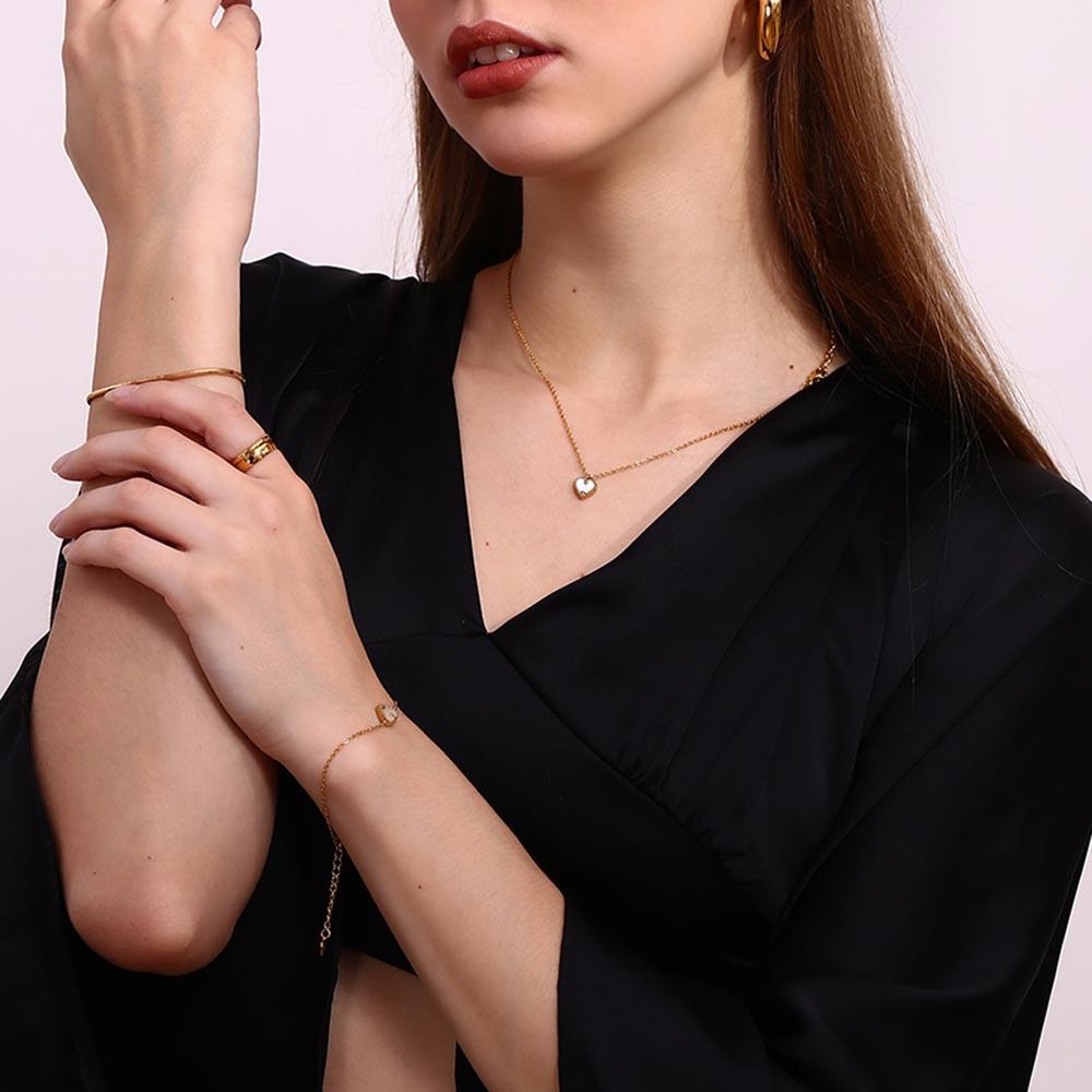 MamacitaSlay New Design Stainless Steel 18K Gold Plated Shell Heart Pendant Necklace Party Waterproof Neck Jewelry High Quality
