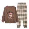 2025 Women's Spring & Autumn Cute Cartoon Cotton Pajamas - Long Sleeve & Pants, Comfortable Pullover for Homewear