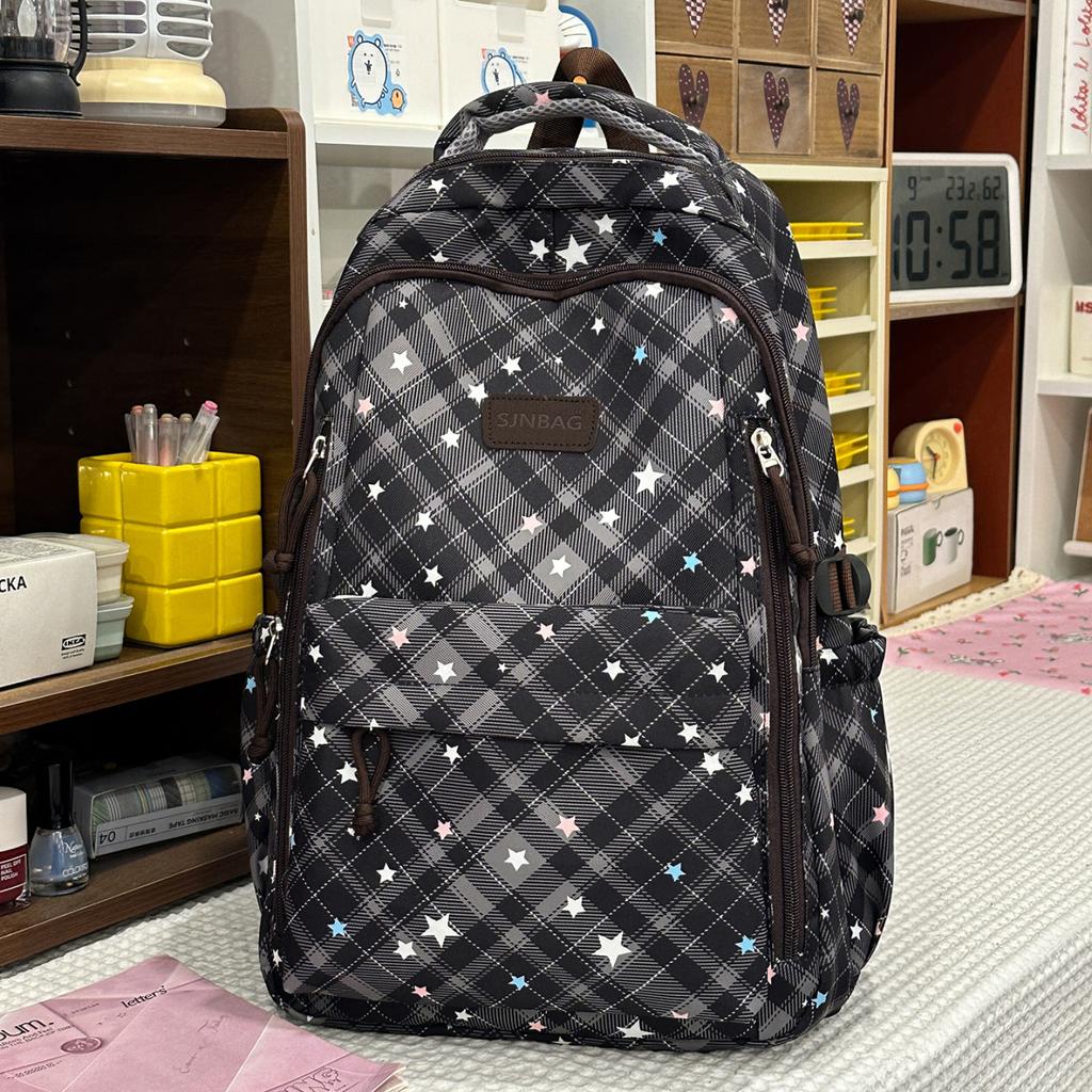 Schoolbag New Fashion Large Capacity Casual Printed Plaid Popular Backpack Outdoor Travel Backpack Girls Middle School School Bag