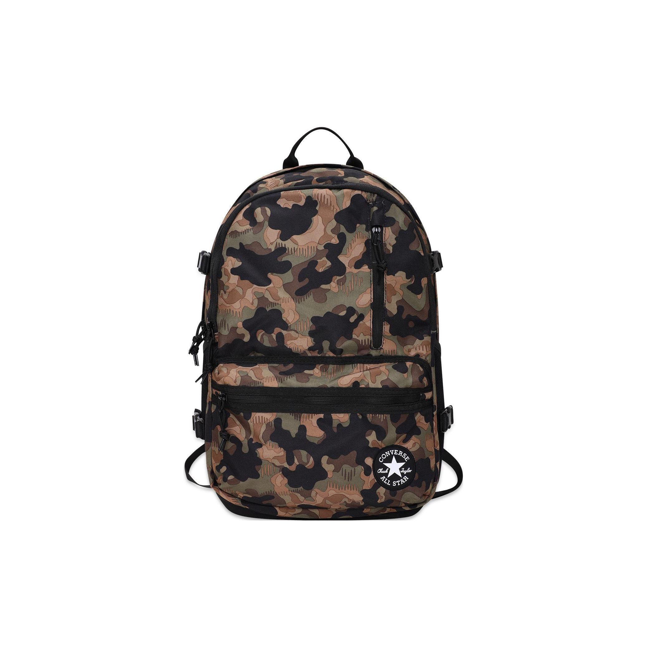 Converse Large Capacity Allover Camouflage Print Polyester Backpack Unisex Backpack Green 10022408-A10 Green