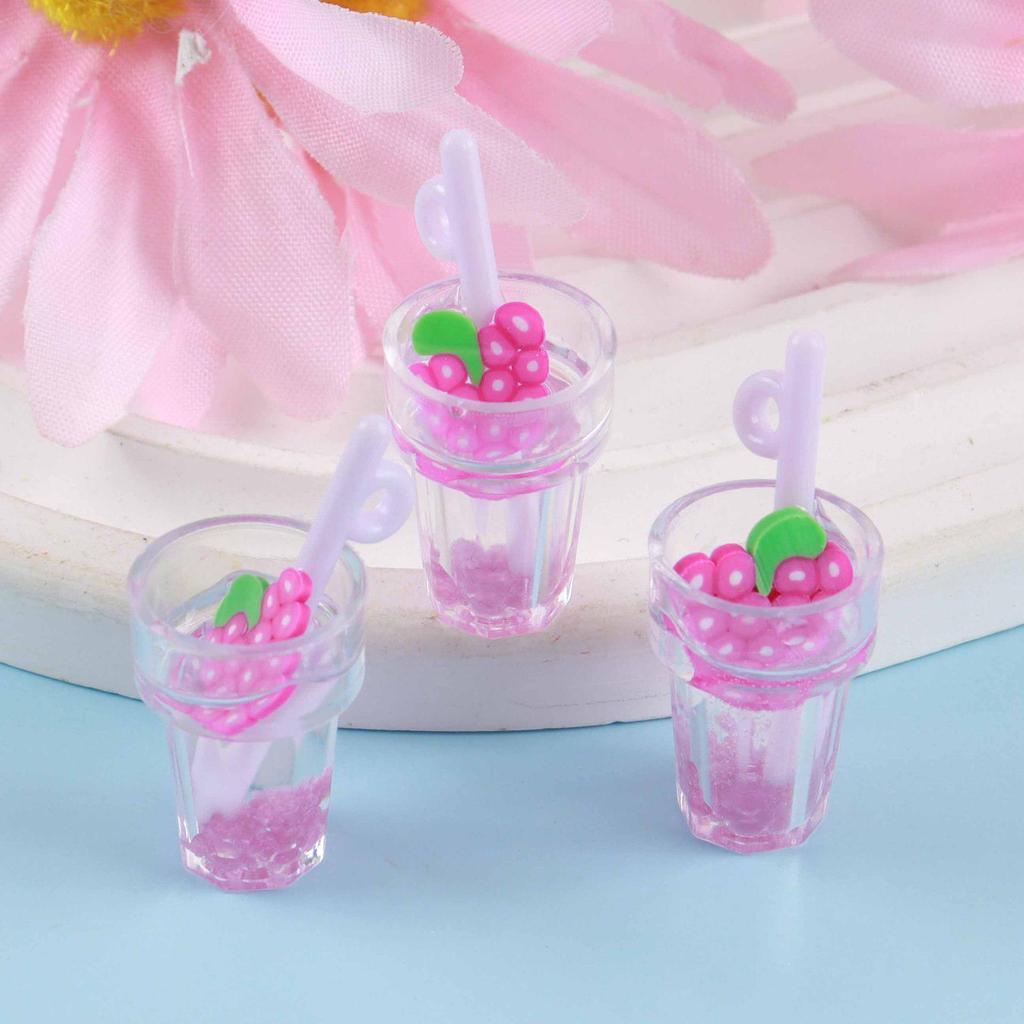 Luminous Mini Resin Drink Bottle DIY Miniature Milk Tea Cup Ornament 3D Food Toy
