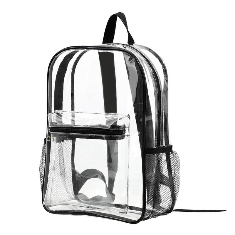Zaino Trasparente di Grande Capacità Casual con Cerniera Impermeabile Zaino Trasparente Borsa Scolastica Zaino in PVC Visibile Borsa da Viaggio per Donne