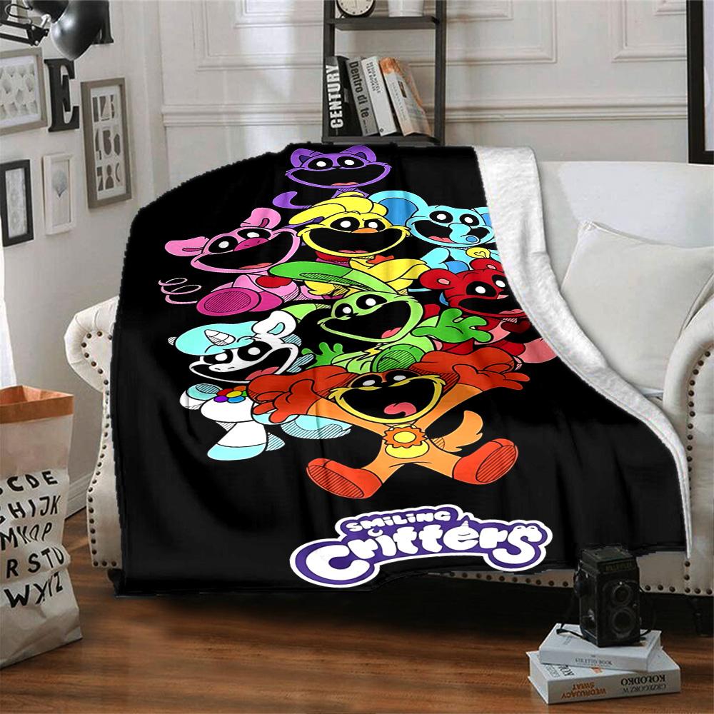 1pc Critters Adventure Flannel Blanket,Ultra Soft Warm Plush Throw for Home Bedroom Bed Sofa Cover Camping Picnic gift Y72447