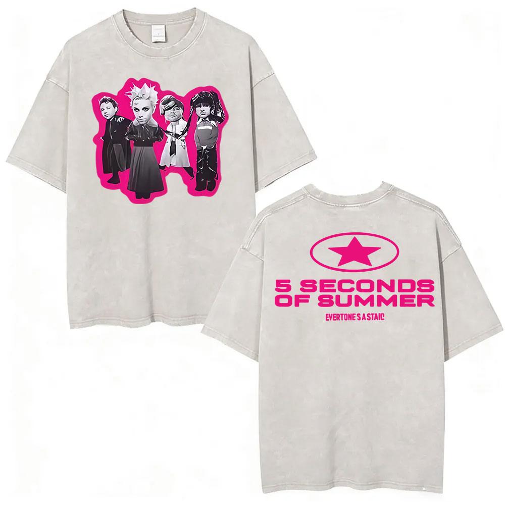 Seconds of Summer Everyones A Star World Tour Vintage Washed T Shirts Men Women Harajuku Hip Hop Oversized Tshirt Streetwear