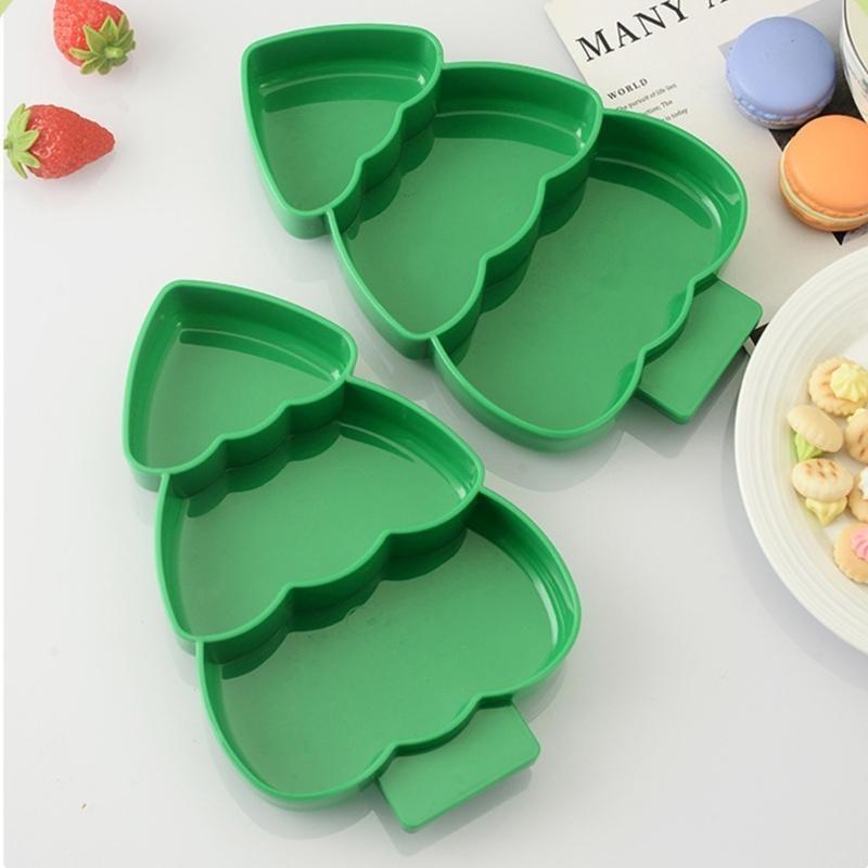 Christmas Tree Compartment Plate Durable PP Storage Dish For Holiday Party Organization HX6C
