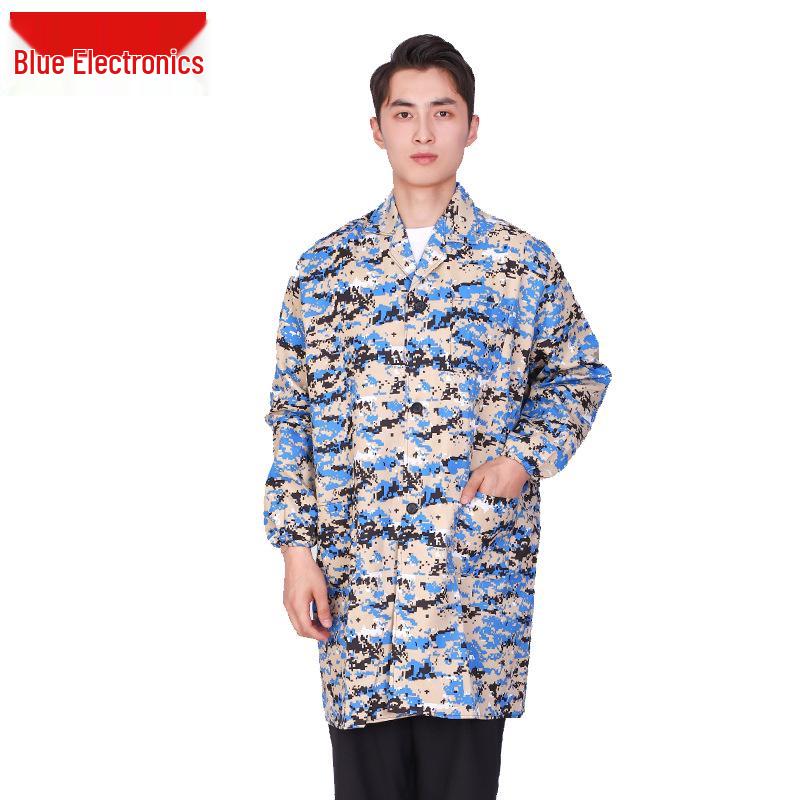 Smock de Trabalho Masculino de Manga Comprida à Prova de Pó - Azul