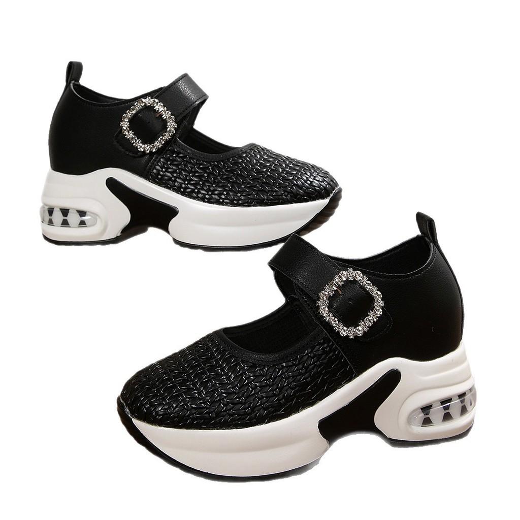 Water Diamond Heel Sneakers With Adjustable Strap For Casual Wear Women