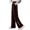 Girls' Sping Autumn Fleece-lined Wide-Leg Casual Pants - Stylish & Cozy for Middle and Big Kids