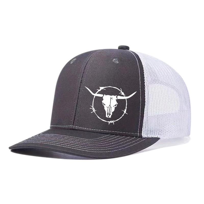 Unisex Printed Bull Mesh Baseball Cap Sun Protection Breathable Adjustable Hat Outdoor