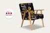 2er-Set Retro-Sessel Soler mit Veloursprints und Holzarmlehnen – Family Meble