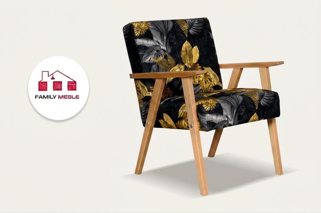 2er-Set Retro-Sessel Soler mit Veloursprints und Holzarmlehnen – Family Meble