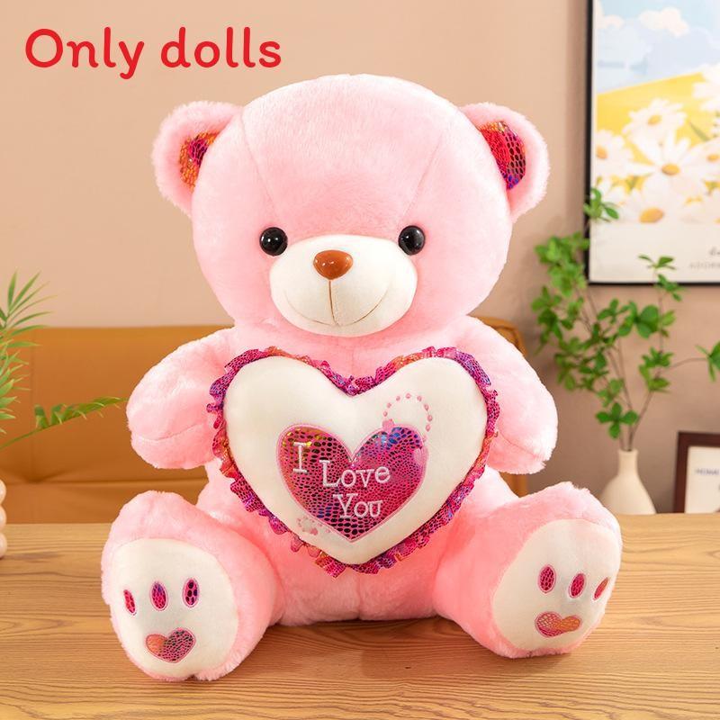 Plush Bear Gift For Valentines Day With Lighted Heart For Girls And Kids