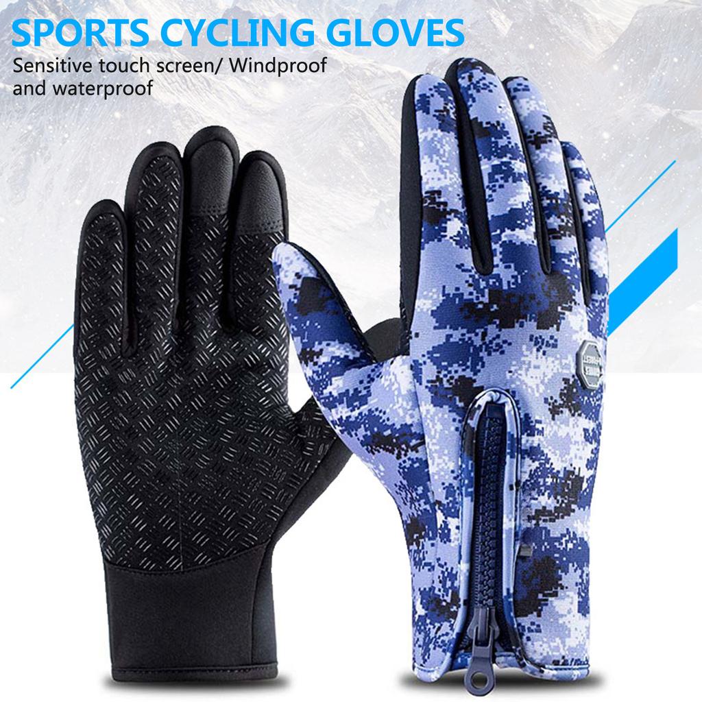 Zipper Winter Running Gloves for Men Women Thermal Hand Warmers Gloves Skiing Hiking Motocycling Cycling