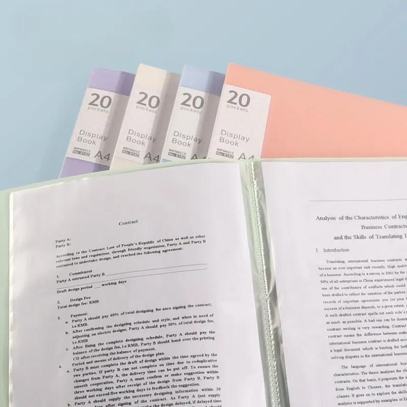 20 pages A4 Folder Information Kit, 1 Piece, Transparent Multi-Paged Information File for Students to Store Exam Papers