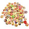 100Pcs -Hole Wood Buttons Mixed Flower for Sewing Embellishments 15mm