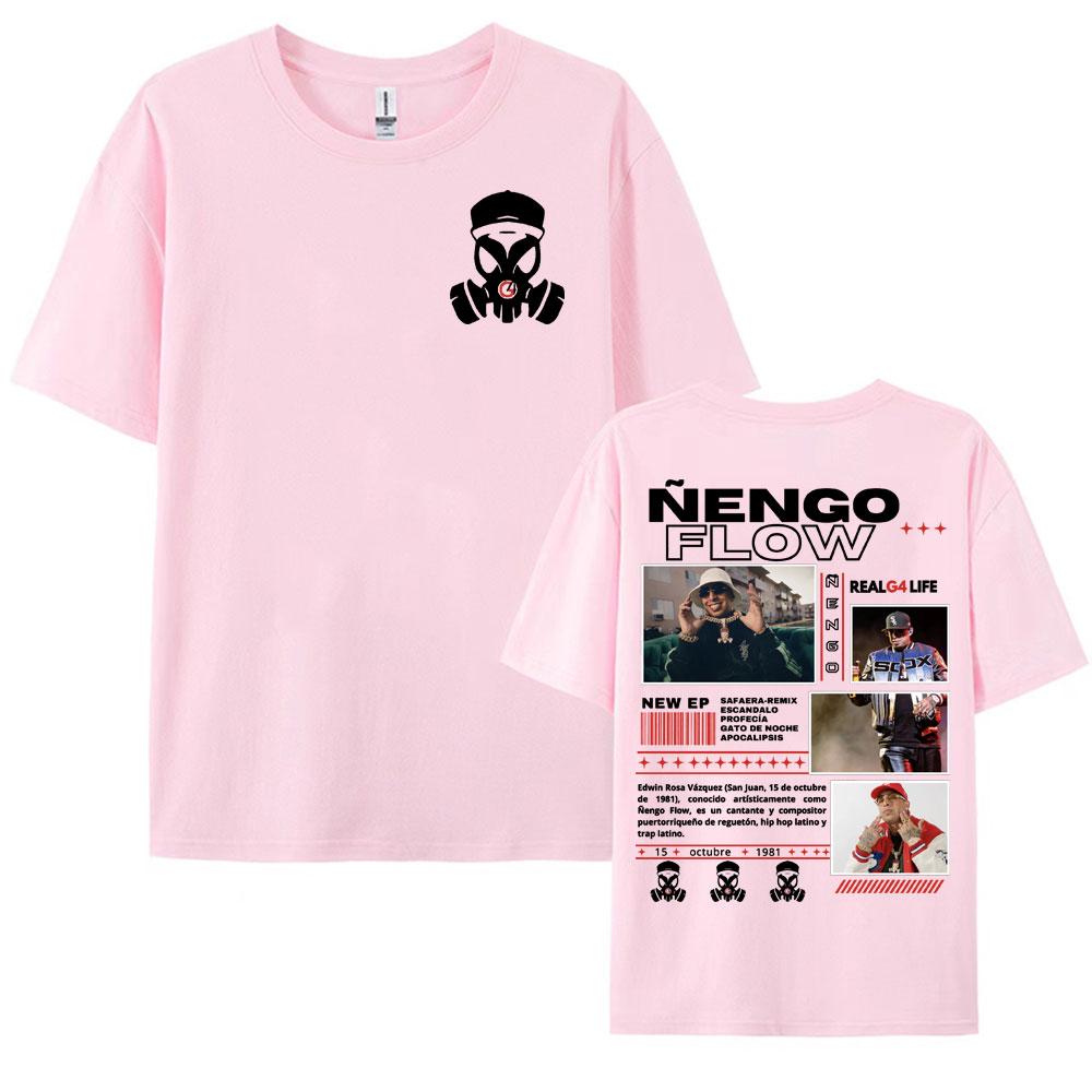 Rapper Nengo Flow Real G4 Life Tour Grafik T-Shirt Herren Damen Vintage Hip Hop Popmusik T-Shirt Mode Oversized Baumwoll-T-Shirt