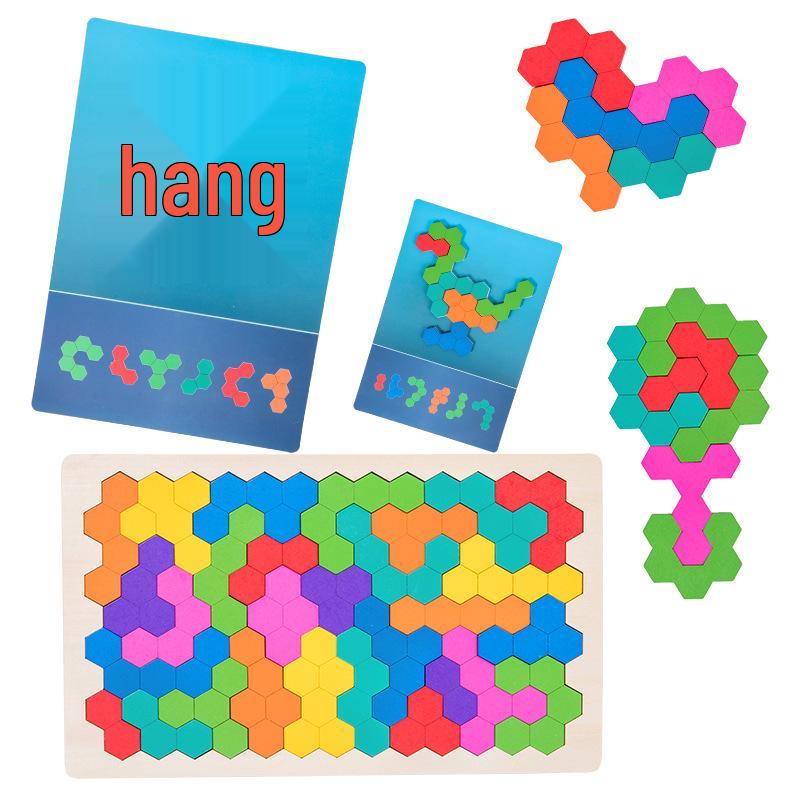 Wooden Honeycomb Jigsaw Puzzle: Interactive Educational Toy for Children