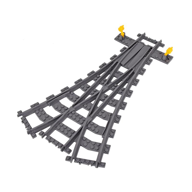 Moc City Train Rail Crossing Tracks Set Stud Gap Triple Switch Bricks Building Blocks Technical Enlighten Toys For Kids