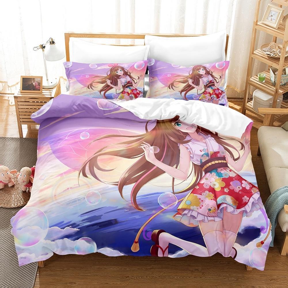 3d Printing  Kawaii Girls Kizuna AI Bedding Set Single Twin Full Queen King Size Bed Set Adult Kid Bedroom Duvet Cover Sets