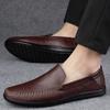 New 2024 Men Dress Shoes Genuine Leather Breathable Middle Aged Business Round Toe Wedding Footwear Male Flat