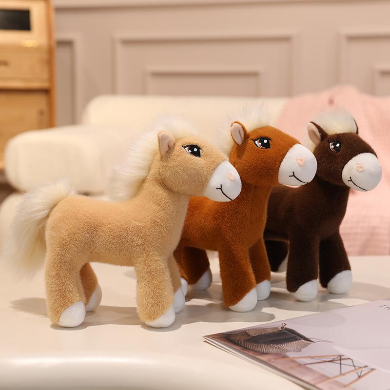Big Eyes Horse Plush Toy Lifelike Standing Posture Horse Doll High Quality Stuffed Animal Toy Classic Birthday Gift For Kids