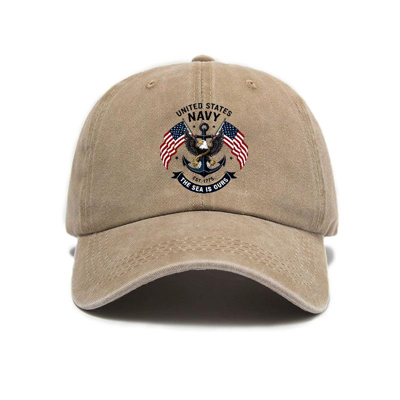 Versatile retro American printed washed old soft top sunshade baseball cap Unisex baseball cap