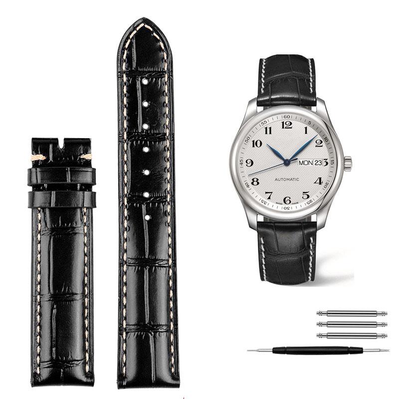 

Для часов Longines Коллекция Masters L2 L3 L4 Ремешок Браслет Кожа Коровы Бабочка Мужской ремешок для часов синий коричневый 20mm