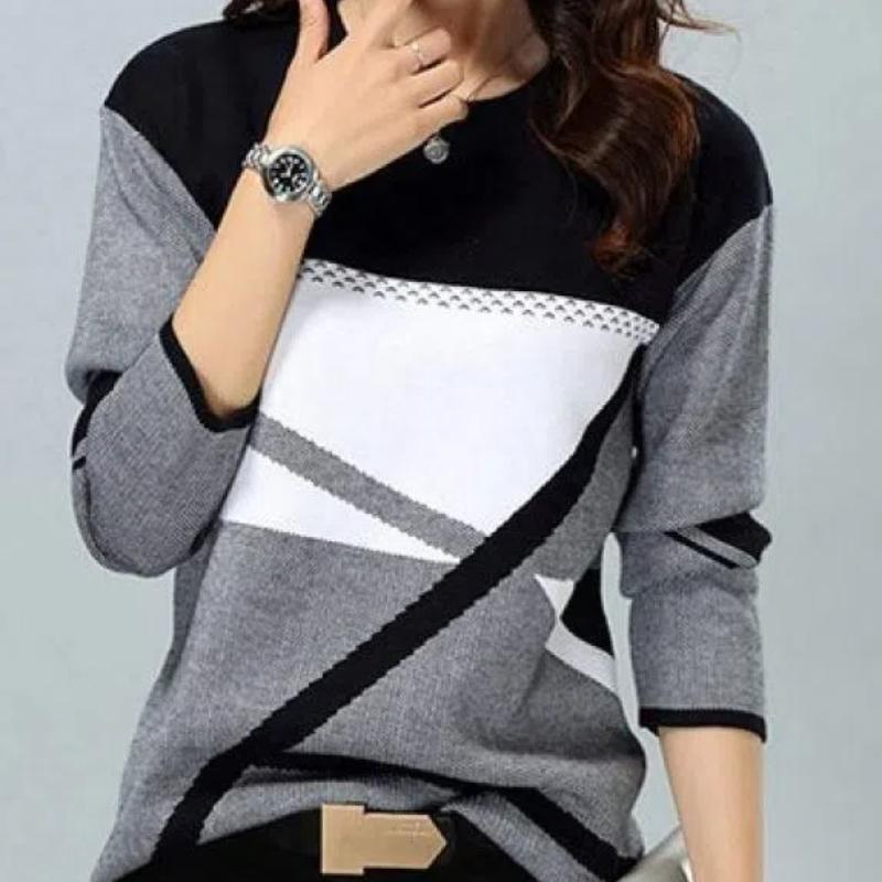 Dámská trička Trička s 3D geometrickým kontrastním potiskem Dámské Volný Dlouhý rukáv Elegantní Harajuku trička s výstřihem do O Dáma Podzim Zima