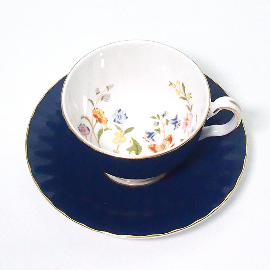 Aynsley Cottage Garden Tea Cup Saucer Oban 200ml Cobalt 297305106C &