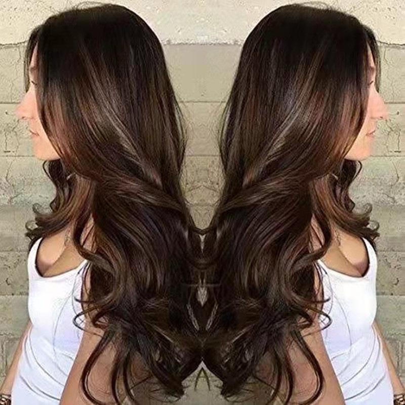 European and American burgundy medium long curly hair wig full head hair chemical fiber big wave headgear