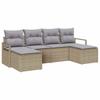 6 Piece Beige Poly Rattan Sofa Set with Cushions