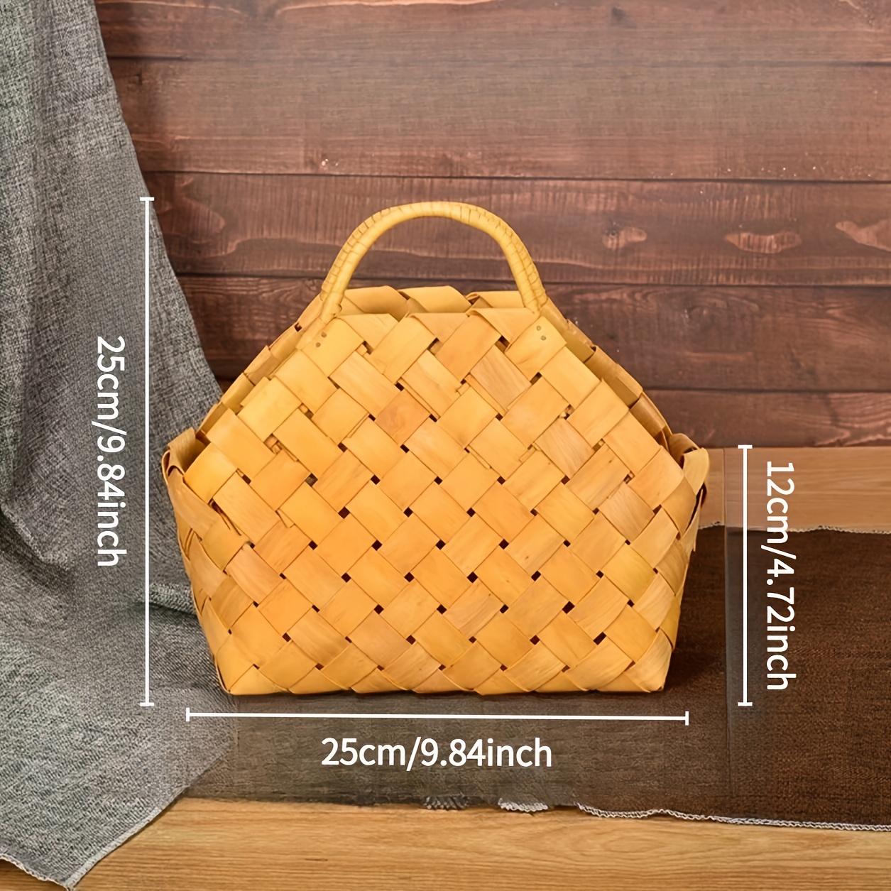 1 шт Плетеная корзина ручной работы в деревенском стиле с ручкой - Декоративная корзина для цветов в традиционном стиле Подарочная коробка для отеля и дома Винтажный домашний декор 1150₽