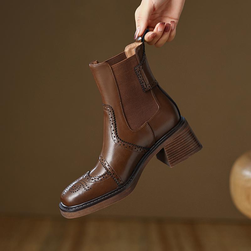 Fashion Winter Women Shoes Chelsea Women Boots Round Toe Chunky Heel Boots Platform Boots Retro Bullock Ankle Boots