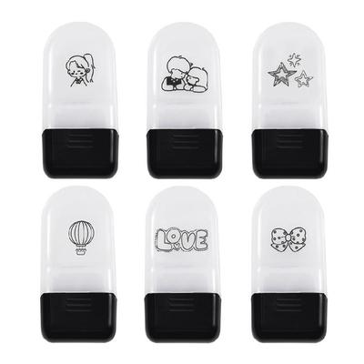6Pcs Creative Cartoon Roller Stamp Set For Children Student Card Making Scrapbooking Journal Album Art Craft Project