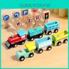 Wooden Toy Train Track Set With Diy Assembly For Kids Educational Gift Play