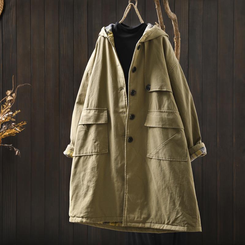 2025 Women`s Winter Hooded Mid-Length Cotton