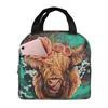 Ox Head Surrounding The Flowers Pattern Insulated Lunch Bag for Women Children Portable Food Boxes Thermal Lunch Box Tote
