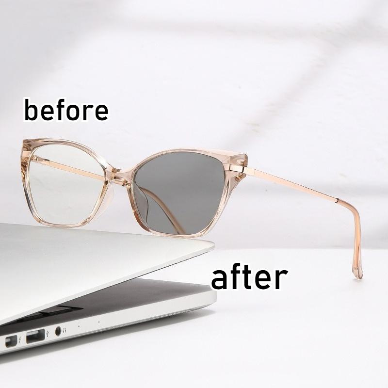 

Large Frame Myopia Eyeglasses Photosensitive Color-changing Anti-blue Prescription Glasses Fashion Unisex Eyeglasses 0-4.0 0 - No Discoloration