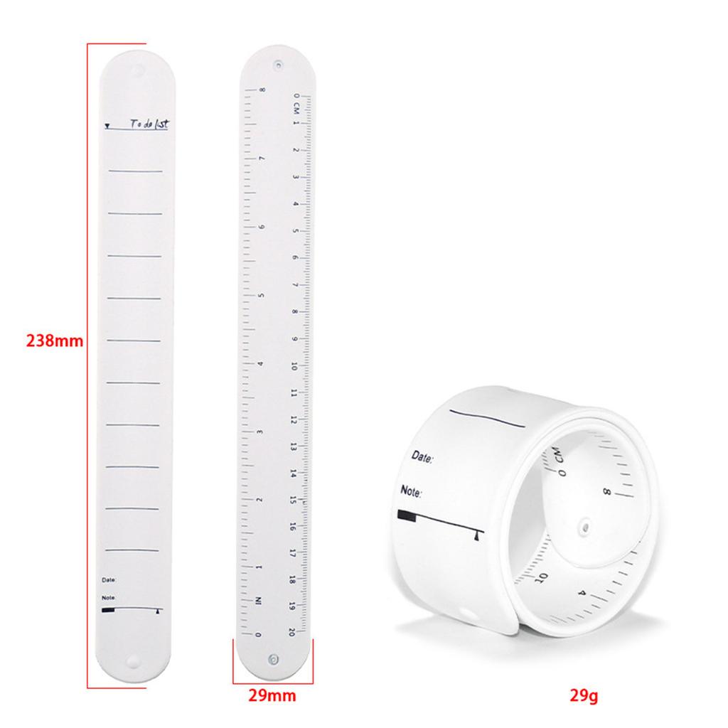 Silicone Student Note Wrist Band Wearable Writeable Pocket To-do List Wrist Strap Reusable Erasable with Scale for Kids Adults