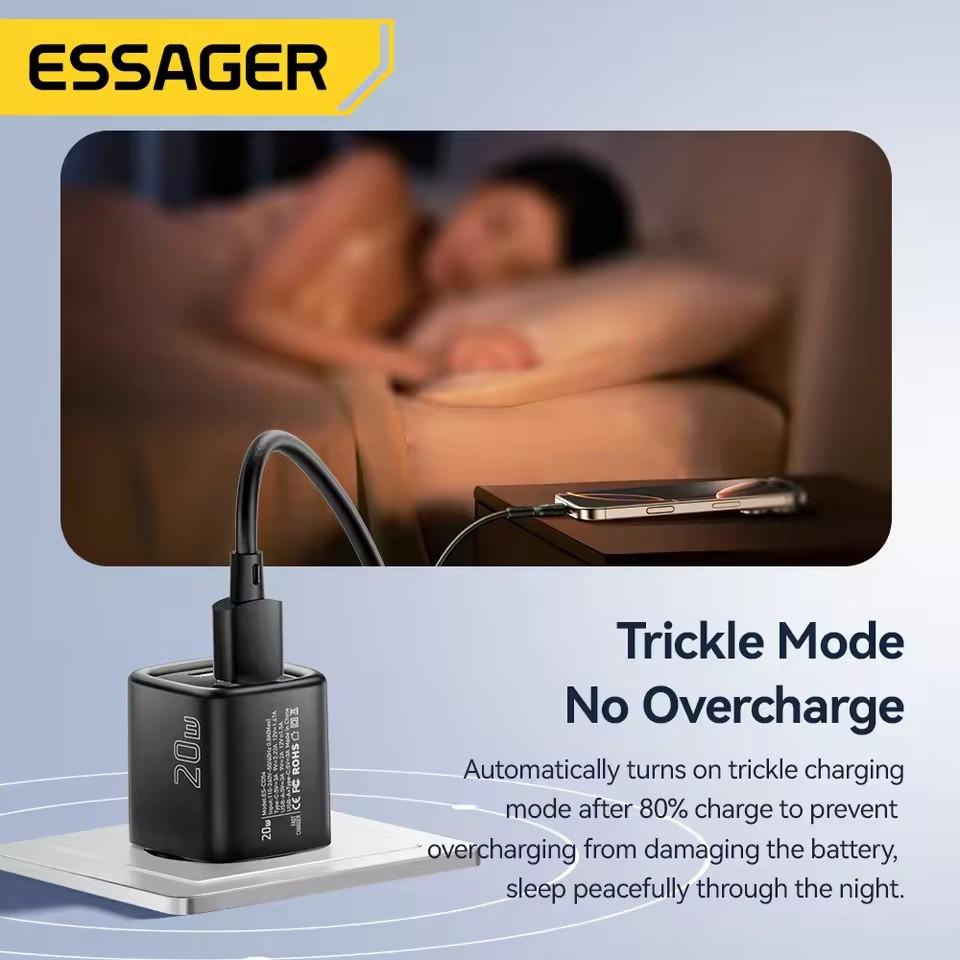Essager 20W USB C Nabíječka Přenosná Nabíječka Typu C Podpora PD Rychlého Nabíjení Pro iPhone 16 15 14 13 12 11 Pro Max 8 Rychlá Nabíječka