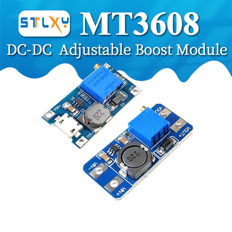 MT3608 DC-DC Adjustable Boost Module 2A Boost Plate Step Up Module with MICRO USB 2V-24V to 5V 9V 12V 28V