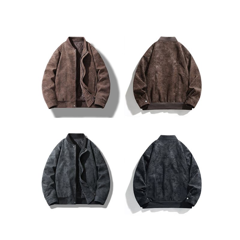 Wassup American Retro Lapel Leather Jacket for Men, Autumn and Winter New Trendy Brand Loose Suede Jacket Casual Jacket for Women