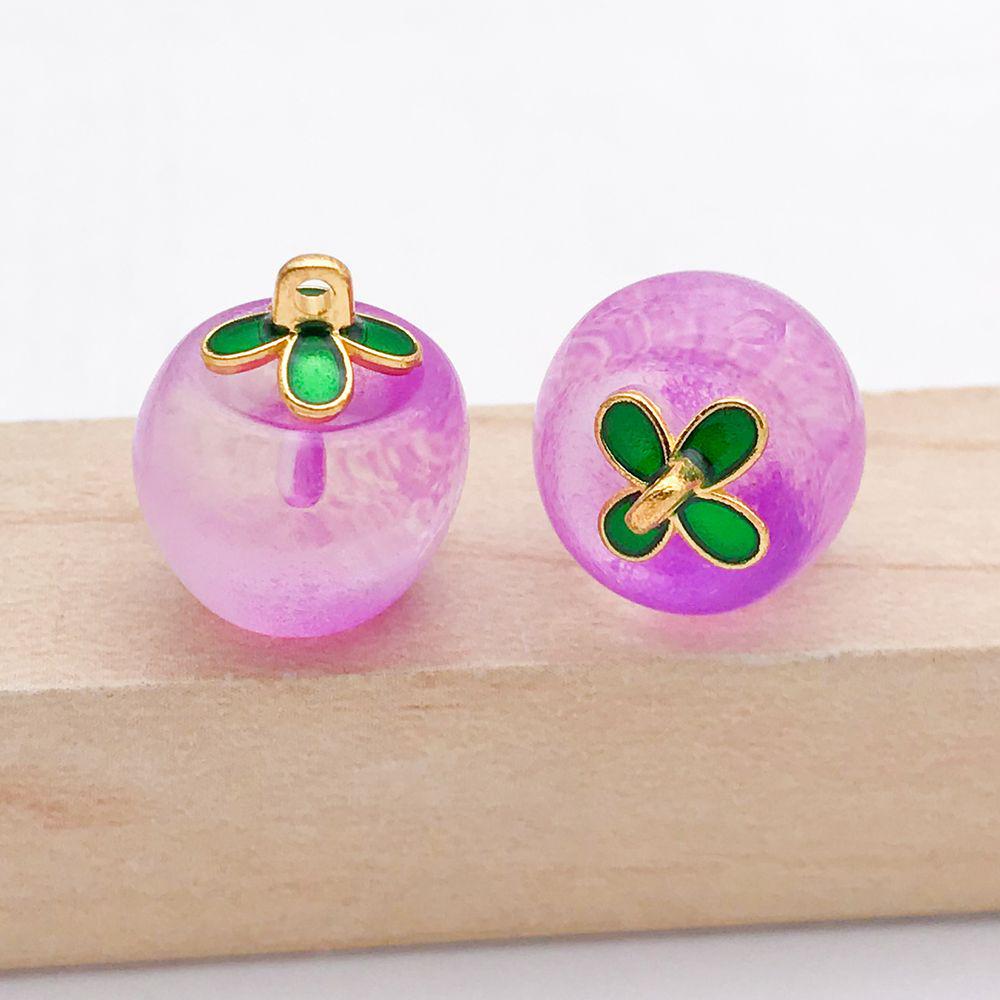 Set of 12 Colorful 3D Glass Apple Charms for DIY Bracelets & Necklaces