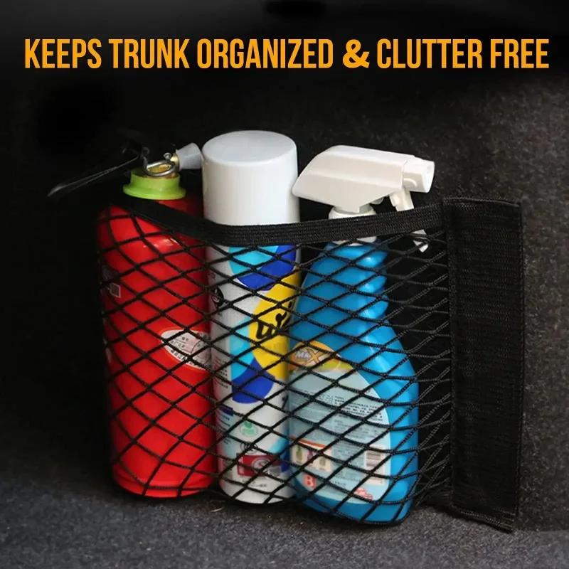 Car Storage Mesh Seat Elastic Storage Velcro Storage Bag Trunk Mesh Elastic Storage Bag Storage Organizing Bag Car Accessories