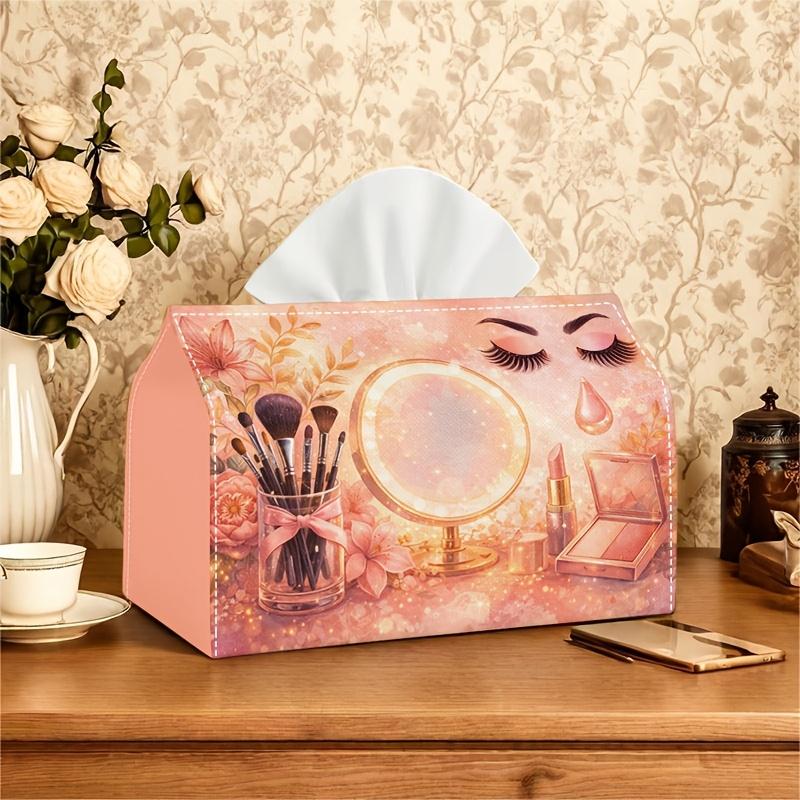 1pc Modern Minimalist Beauty-Themed Tissue Box Suitable for Vanity, Dressing Room, Beauty Salon - Flat Compact with Elegant Tissue Holder for Stations