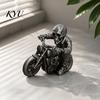 Distressed Style Collectible 3D Printed Skull Motorcycle Rider Statue, Cool Gothic Biker Skeleton Statue Figurine, Motorbike Sculpture Desktop