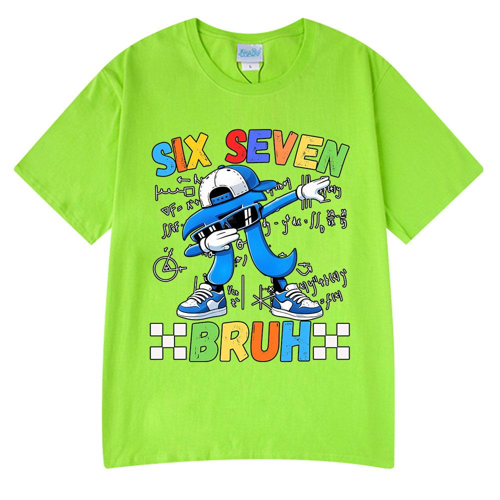 Six Seven Bruh Pi Day Dabbing Funny Cartoon Meme T Shirts Unisex Women Clothing Fashion Harajuku Cotton Casual Short Sleeve T-shirt