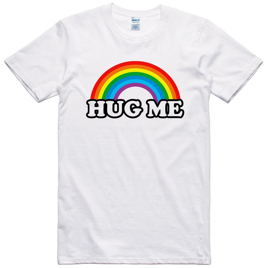 Hug Me Rainbow T Shirt Design Regular Fit Pre Shrunk Cotton Tee